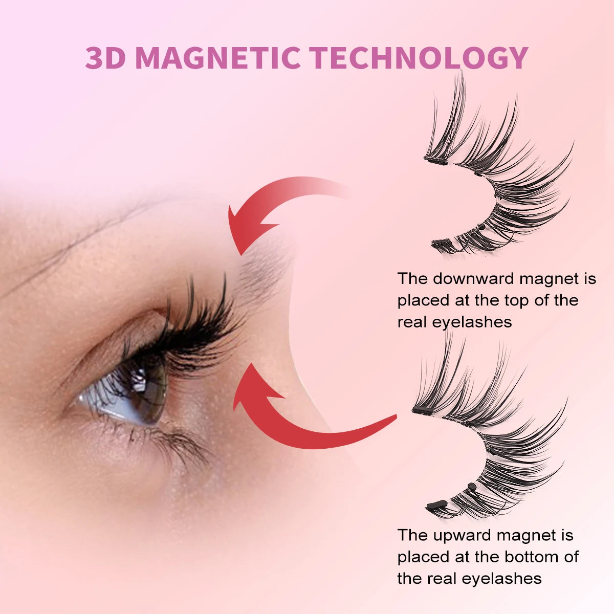MAGEFY Reusable Magnetic Eyelashes 3 Pairs Natural Curly Natural Magnetic False Eyelashes Glue Free with Applicator Easy to Wear