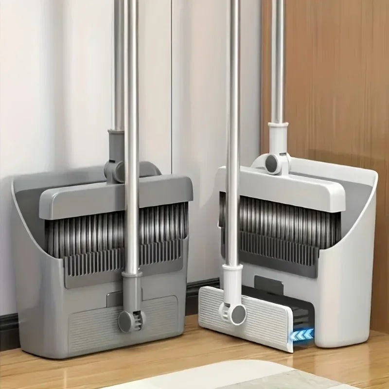 [3-in-1 Cleaning Kit] 3-in-1 Foldable Broom and Dustpan Set - Multi-Surface Cleaning Kit - Durable Plastic for Home and Dorm Use