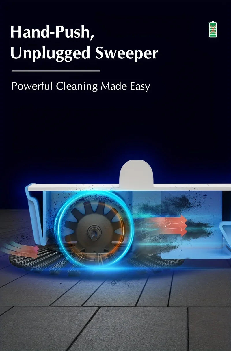 Hand Push Broom, Multifunctional Cleaning Tool Sweep Mop, Long Handle Push Broom with Auto Spiral Deep Clean System