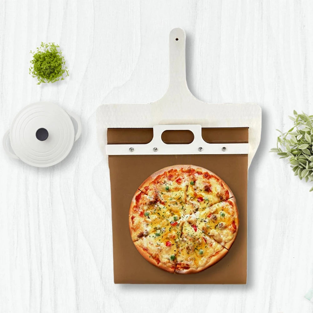 Sliding Pizza Peel Pizza Sliding Spatula Non-stick Wooden Pizza Peel Shovel Multifunction with Handle for Pizza Baking
