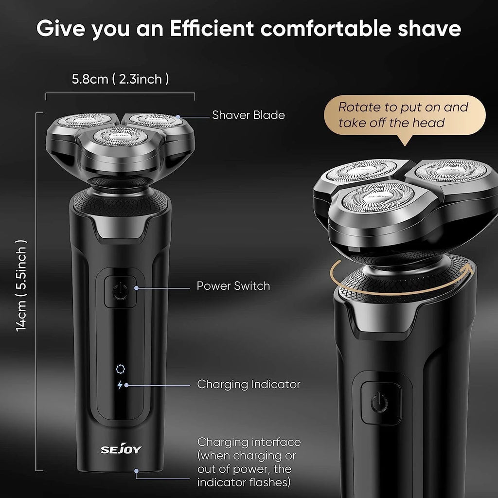 Sejoy Electric Razor for Men Rechargeable Electric Shavers Rotary Portable Travel Razor Idea Gift Beard Trimmer