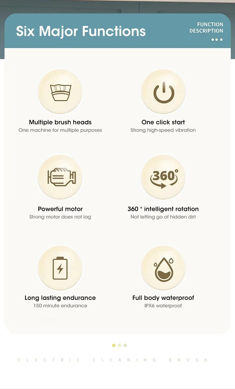 Escova elétrica sem fio giratória