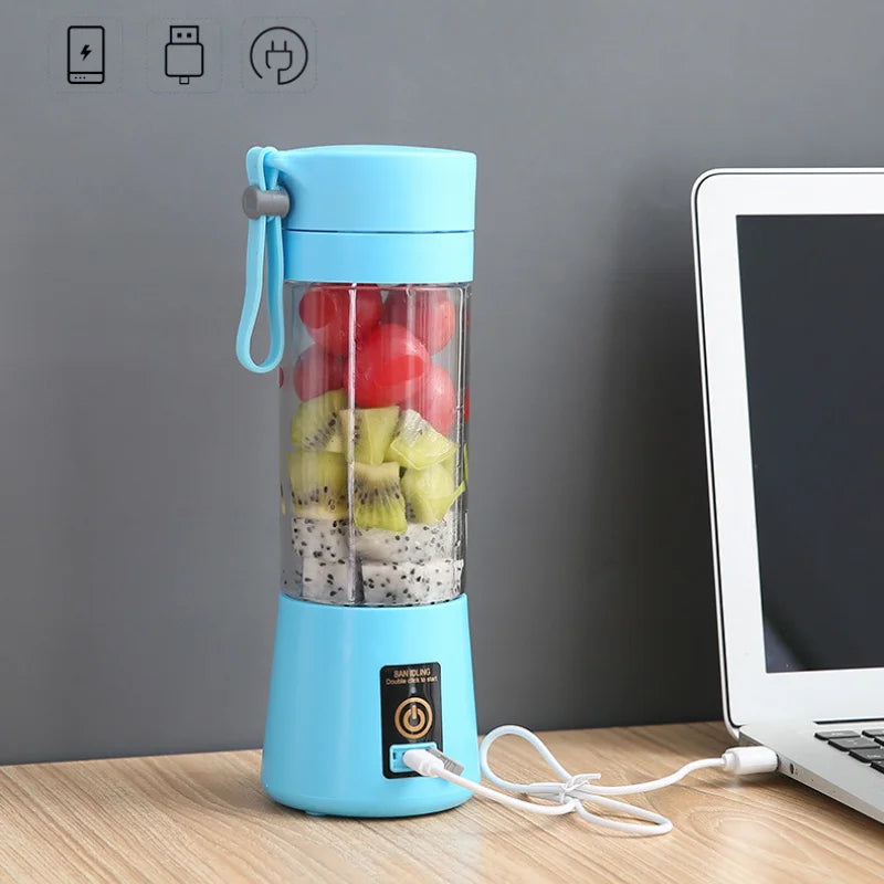 380ml Portable Electric Juicer USB Rechargeable Smoothie Blender Food Processor Fruit Mixer Compact Mini Kitchen Juicer