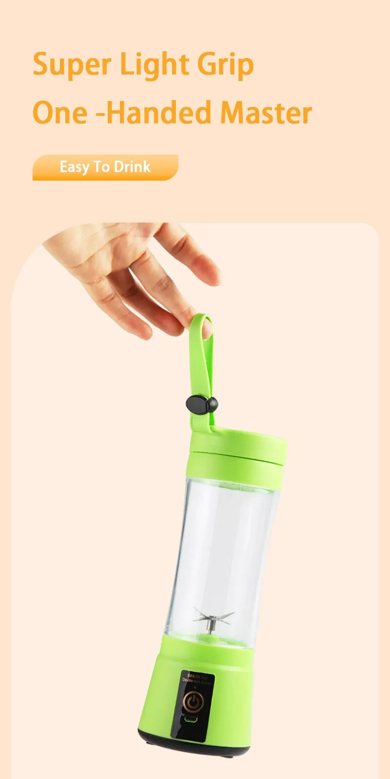 380ml Portable Electric Juicer USB Rechargeable Smoothie Blender Food Processor Fruit Mixer Compact Mini Kitchen Juicer