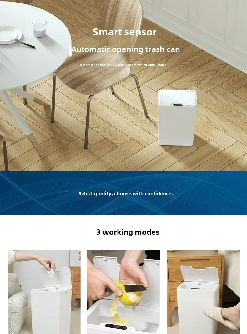 NEW Smart Trash Can Automatic Sensor Home Bathroom Kitchen Living Room Bedroom Medical Waste Bin Simple Electric Plastic