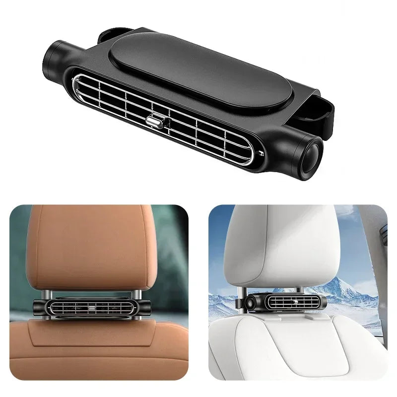 Car Headrest Cooling Air Fan Adjustable Car Seat Headrest Fan USB Powered Car Neck Cooler for Front Rear Seat Passenger Amagi