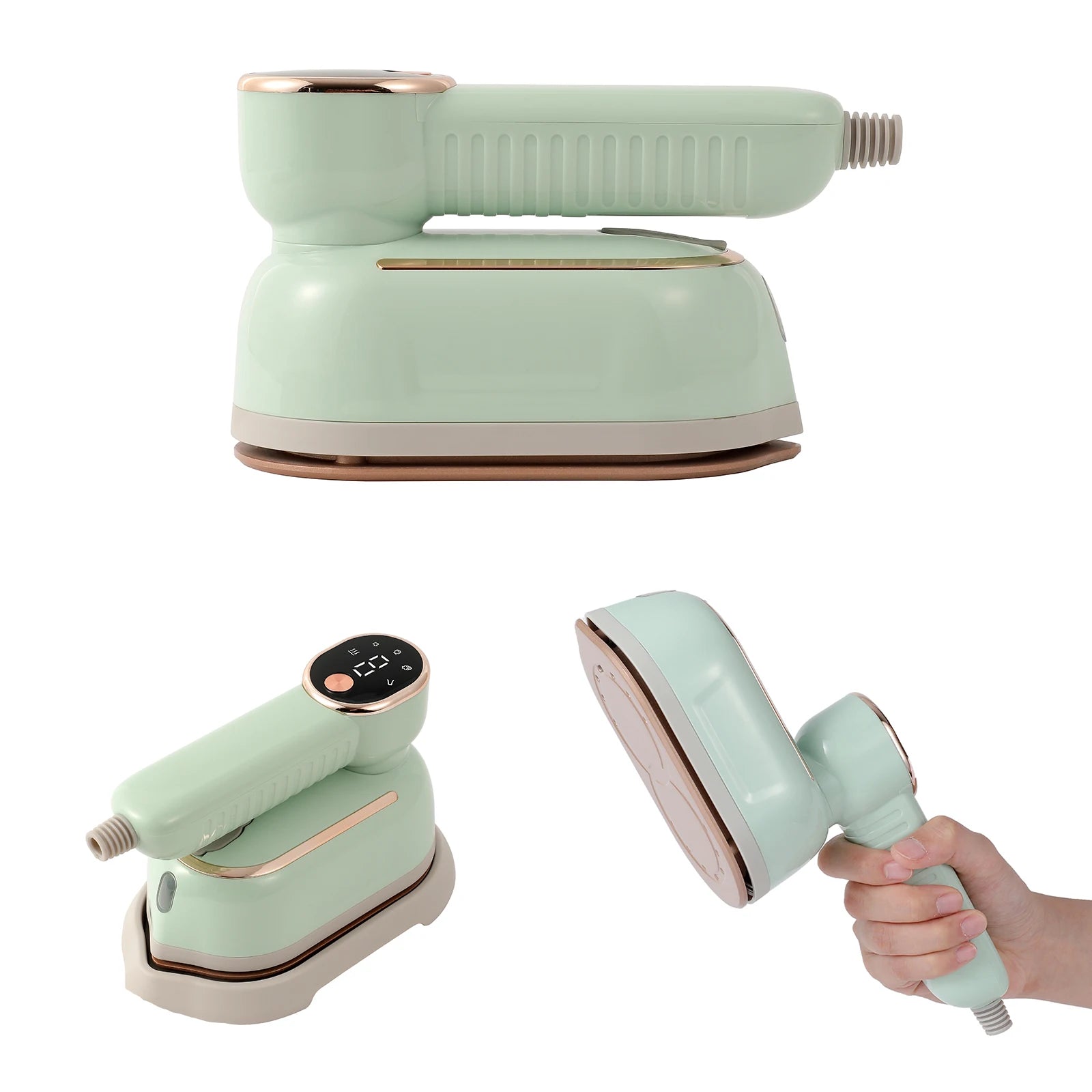 Portable mini steam iron with four temperature control and high-power rotating handheld ironing machine.