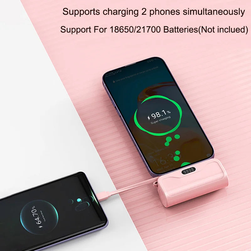 Mini Portable 21700 Battery Case Battery Power Charger DIY Case Power Bank Enclosure Battery Case for21700 /18650 Batteries