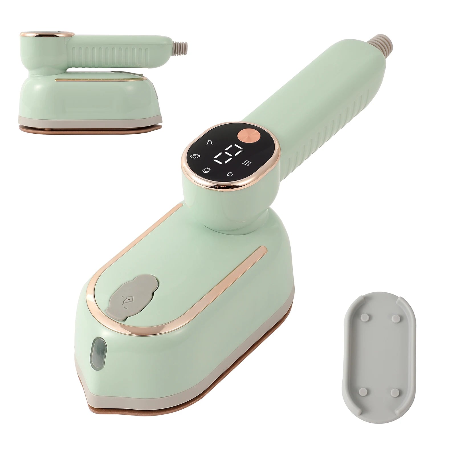 Portable mini steam iron with four temperature control and high-power rotating handheld ironing machine.