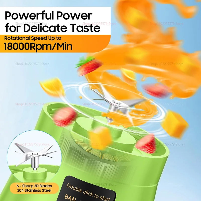 380ml Portable Electric Juicer USB Rechargeable Smoothie Blender Food Processor Fruit Mixer Compact Mini Kitchen Juicer