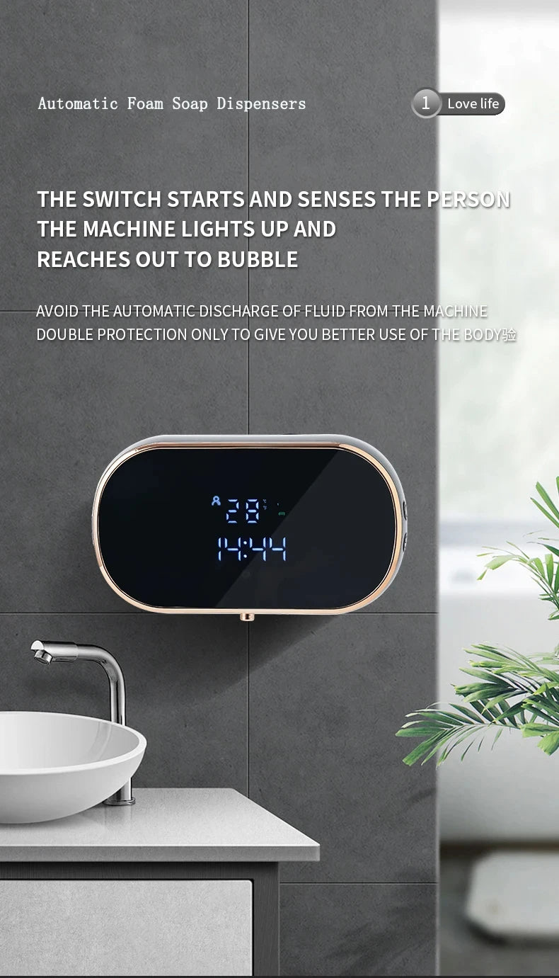 New Automatic Foam Soap Dispensers For Bathroom Smart Washing Hand Machine With USB Charging Two Colors with ABS Material