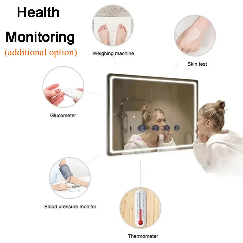 Customized Smart Magic Mirror Full Function Glass Smart Android Tv Mirror Smart Led Bathroom Mirror with Touch Screen Hotel