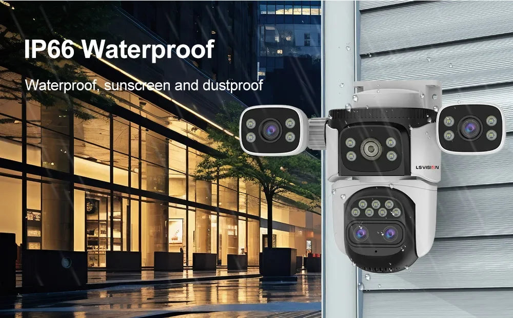 LS VISION 20MP Three Screens WiFi Security Camera Outdoor 10X Optical Zoom Four Lens Human Auto Tracking Waterproof CCTV Cameras