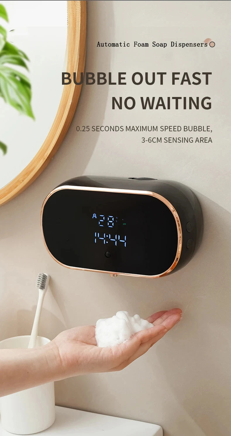 New Automatic Foam Soap Dispensers For Bathroom Smart Washing Hand Machine With USB Charging Two Colors with ABS Material