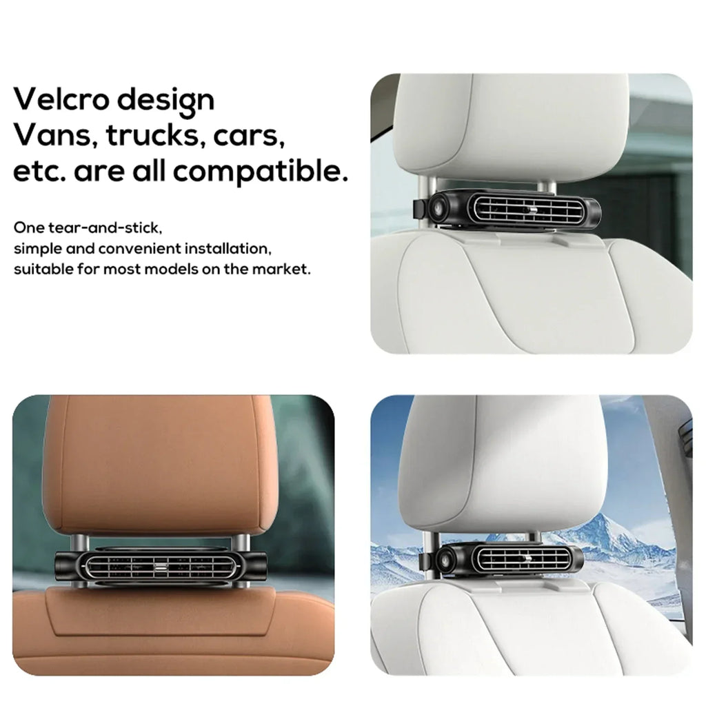 Car Headrest Cooling Air Fan Adjustable Car Seat Headrest Fan USB Powered Car Neck Cooler for Front Rear Seat Passenger Amagi