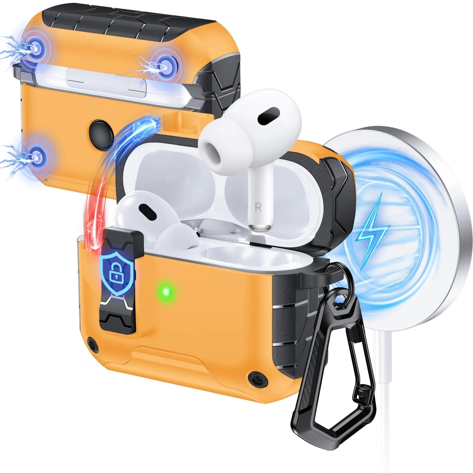 Magnetic Auto Lock Case for AirPods Pro 3 Phone Stand Case Cover with Cleaning Kit & Keychain Protective Case for AirPods Pro 3