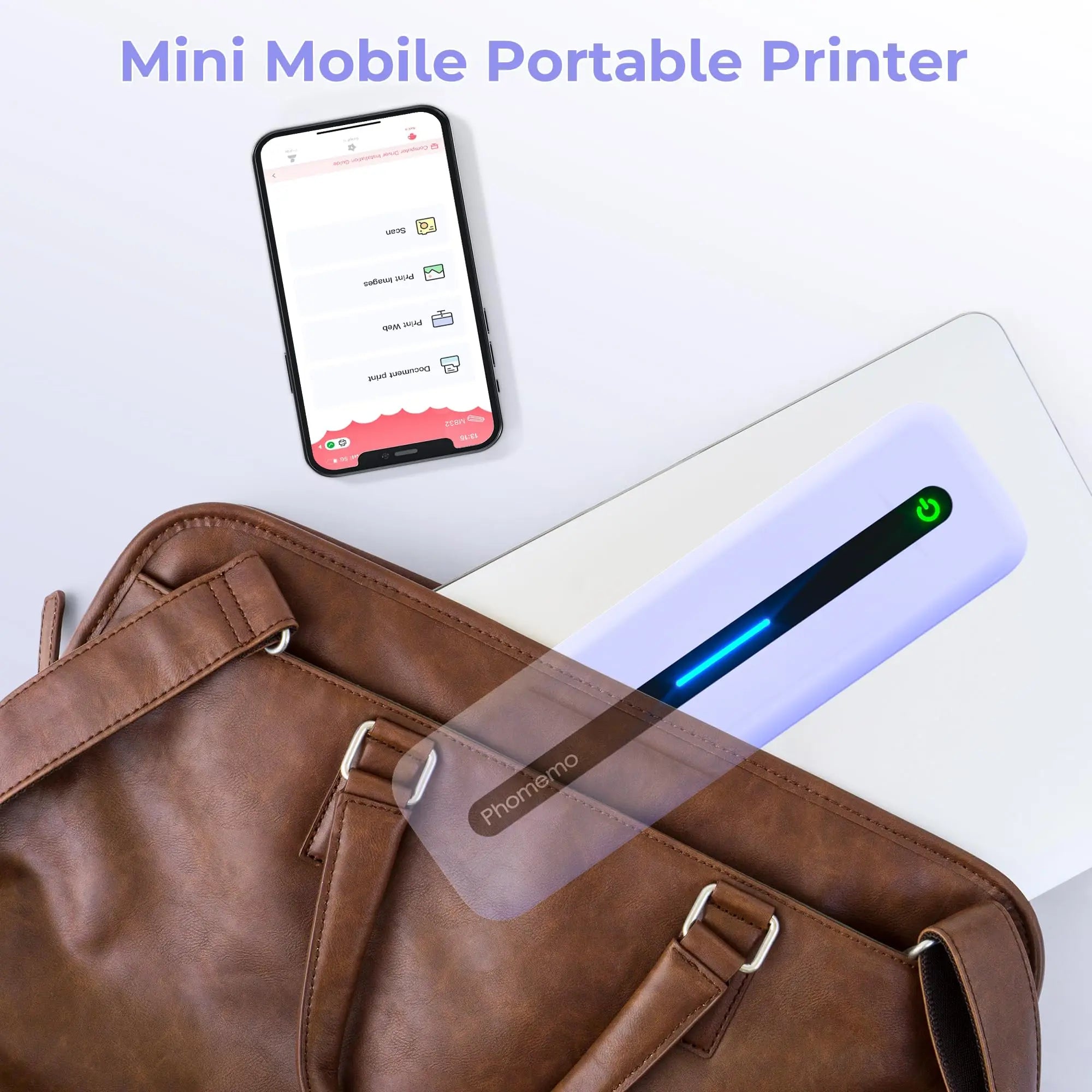 Portable Printer Wireless M832 for Travel and Home Work Use Thermal 300DPI Inkless Mobile Printer Compatible with Android iOS