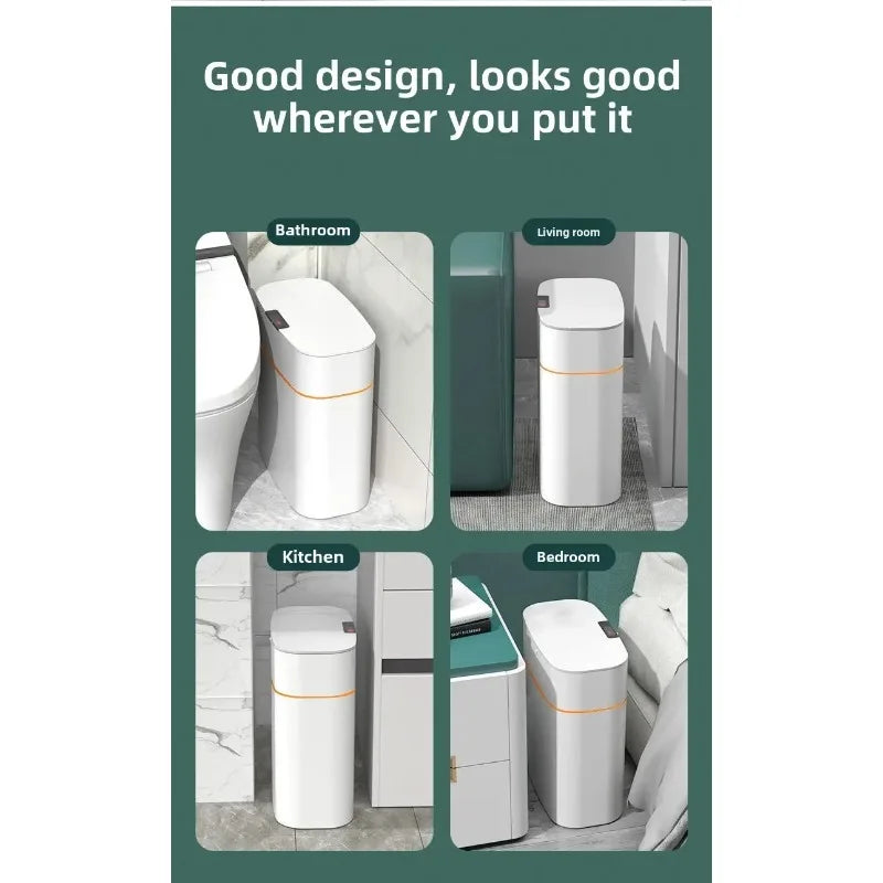Smart sensor trash can for home use, bedroom with lid, bathroom, anti-odor, bedroom and living room