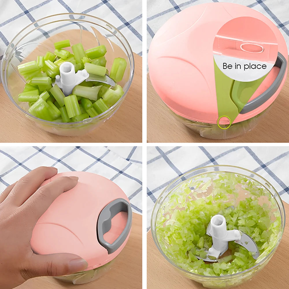 Home Kitchen Manual Ginger Grinder Garlic 500ml/900ml Mud Splasher Multifunctional Food Vegetable Cutter Handheld Meat Grinder