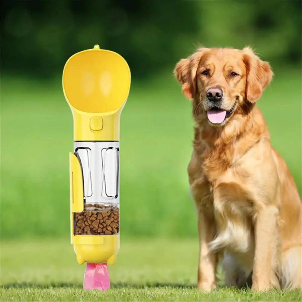 Portable Multifunction Dog Water Bottle Food Feeder Pet Travel Drinking Bowl Poop Dispenser Leak-proof Puppy Waterer Bottle
