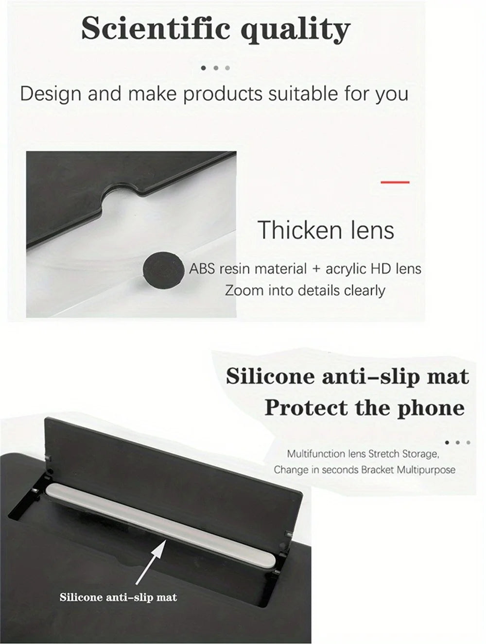 Phone Screen Magnifier Phone Holder Screen Amplifier Video HD Phone For Phone Holder Multi-function Enlarged Screen Phone Stand