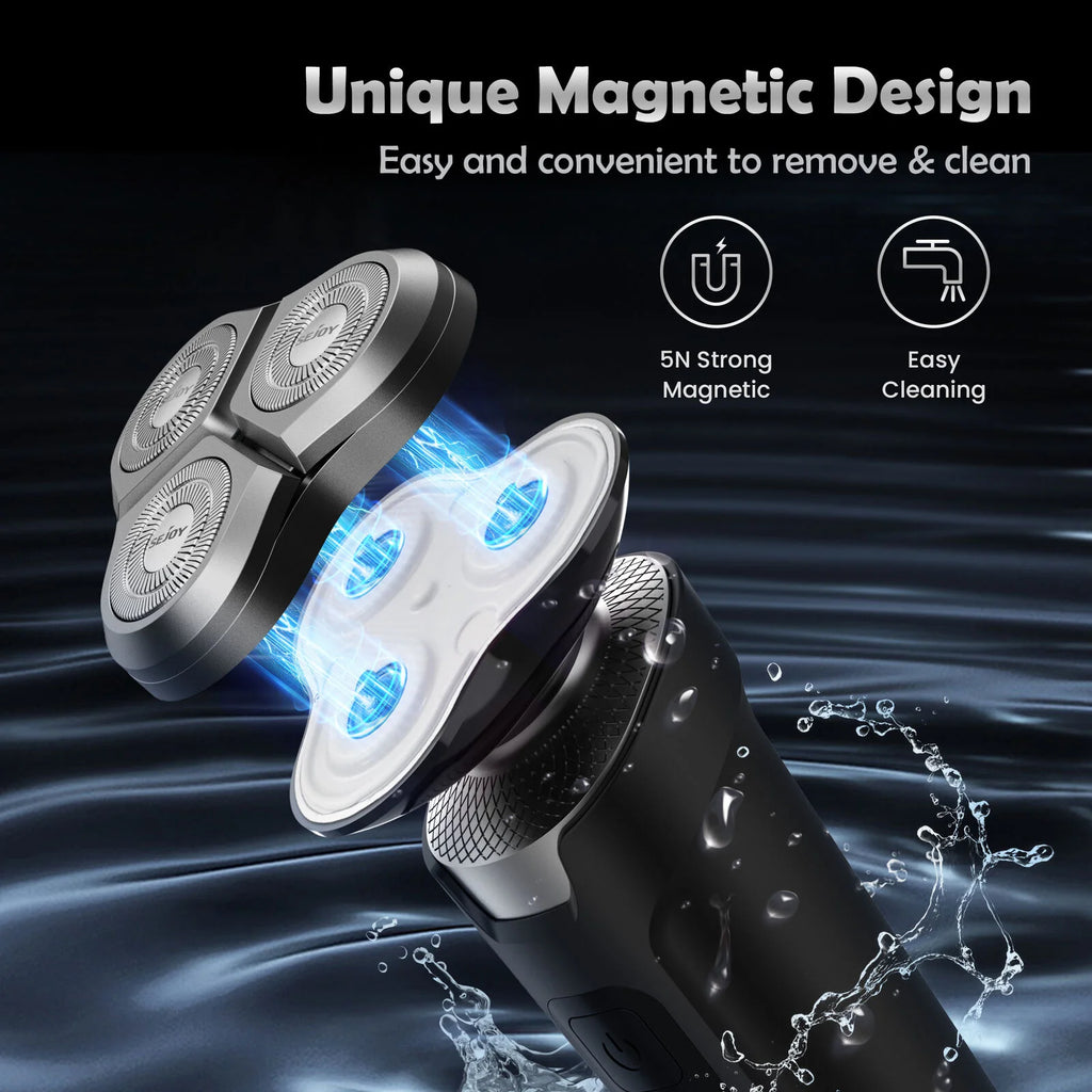 Sejoy Electric Razor for Men Rechargeable Electric Shavers Rotary Portable Travel Razor Idea Gift Beard Trimmer