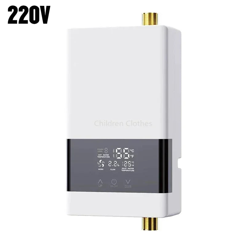 110V/220V Instant Water Heater Bathroom Kitchen Wall Mounted Electric Water Heater LCD Temperature Display with Remote Control