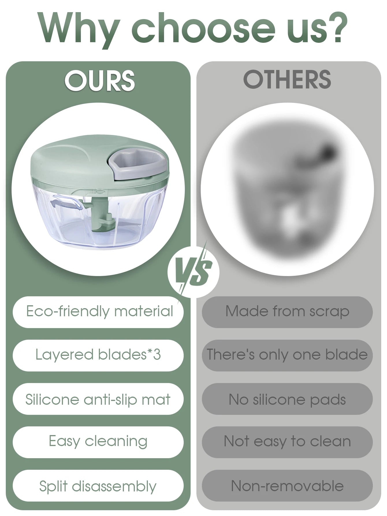 Home Kitchen Manual Ginger Grinder Garlic 500ml/900ml Mud Splasher Multifunctional Food Vegetable Cutter Handheld Meat Grinder