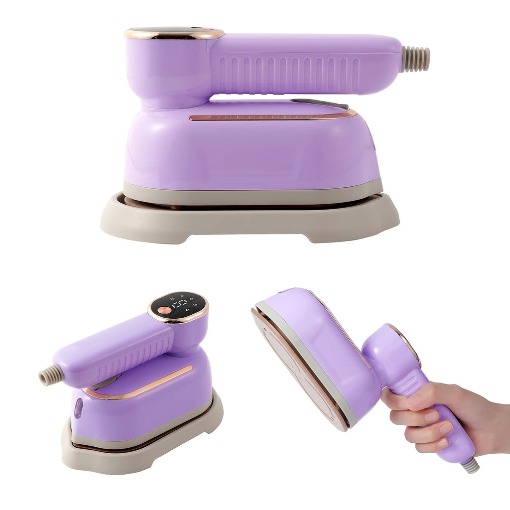 Portable mini steam iron with four temperature control and high-power rotating handheld ironing machine.
