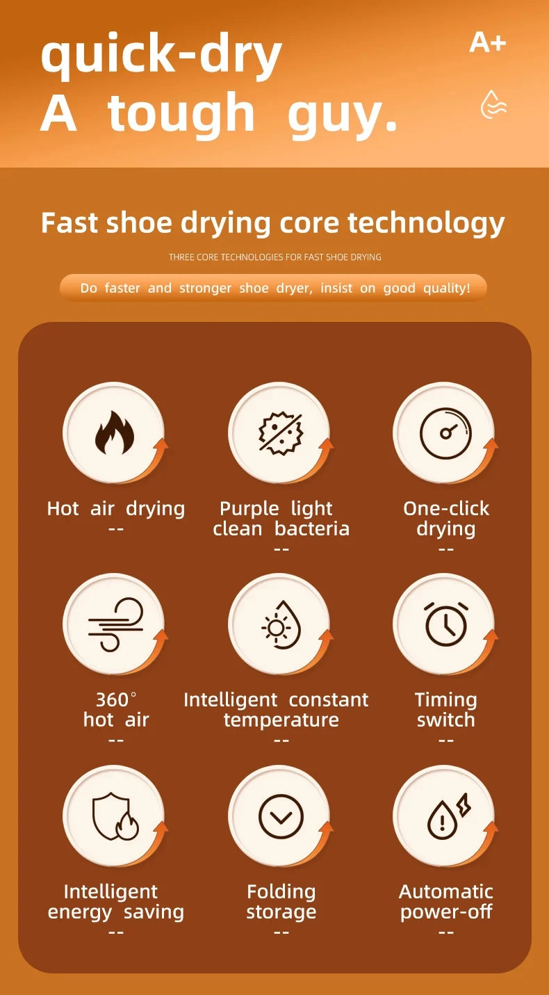 Intelligent Timer Shoe Dryer Adjustable Dryer Quick Drying Deodorizing Sterilizing Shoe Dryer Household Shoe Warmer Heater