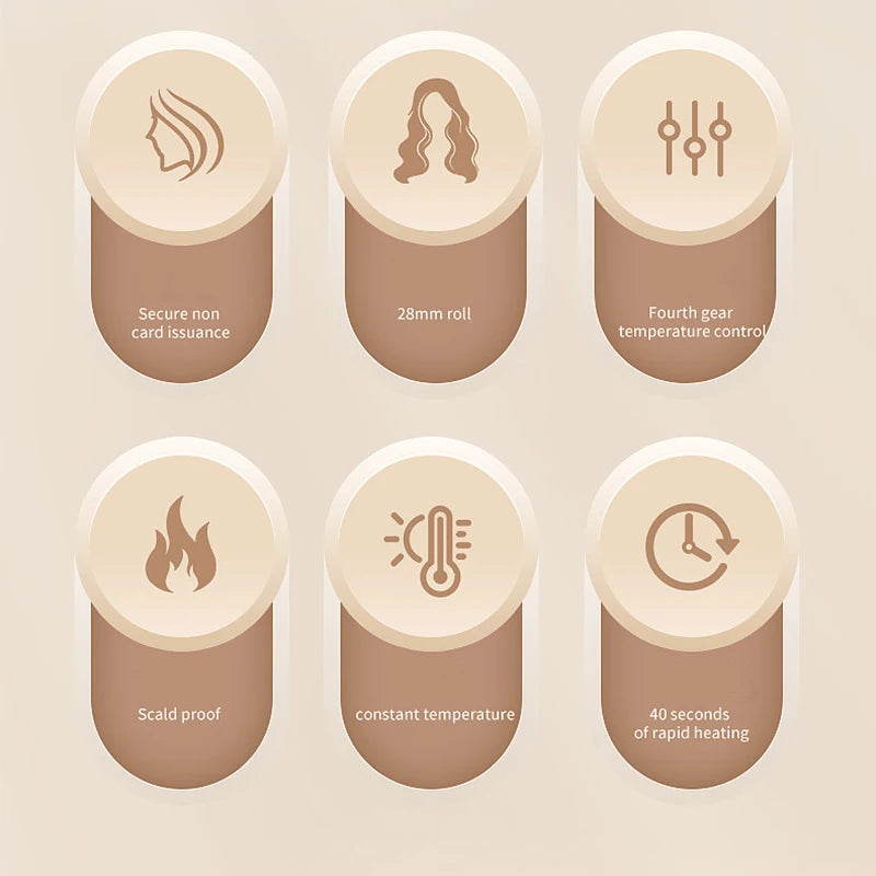 Automatic curling iron, 28 mm barrel, 4 temperature modes, negative ion generator, smart timer and sensor（U.S. Plugs）