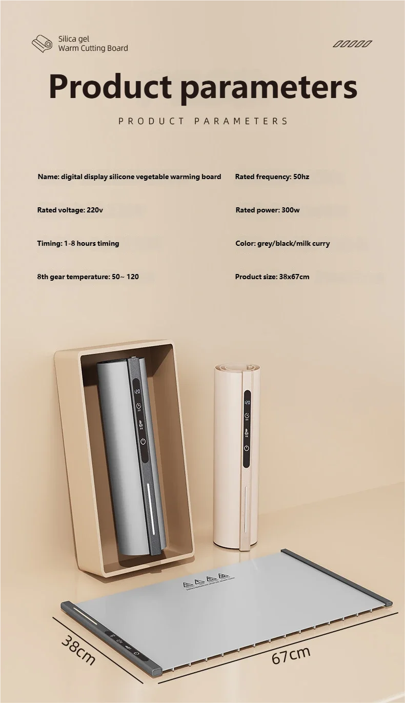 Electric Warming Tray Foldable Food Warmer Mat with 3 Tem Setting Fast Full Surface Heating Portable Electric Food Warming Tray