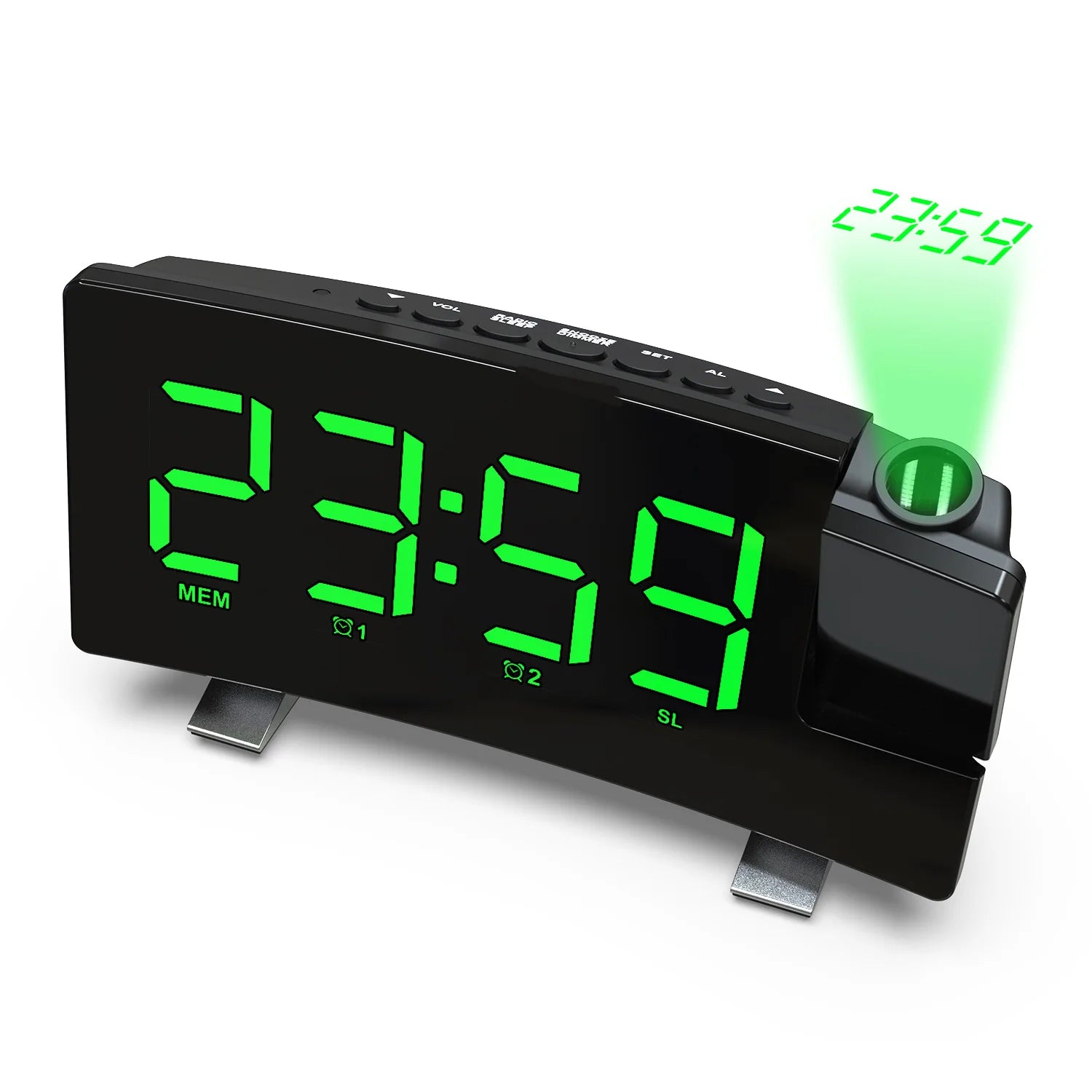 Projection Digital Alarm Clock for Bedroom Large LED Alarm Clock Projection on Ceiling Wall 180°Projector for Heavy Sleeper New