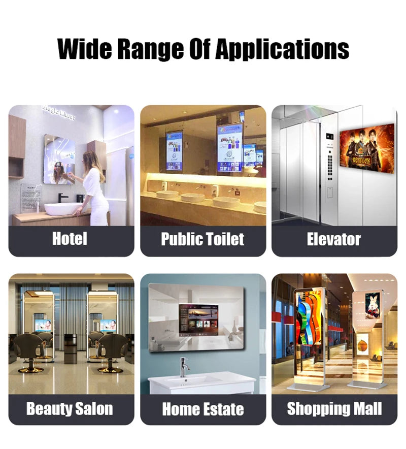 Customized Smart Magic Mirror Full Function Glass Smart Android Tv Mirror Smart Led Bathroom Mirror with Touch Screen Hotel
