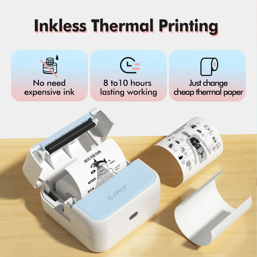 Mini impressora térmica portátil