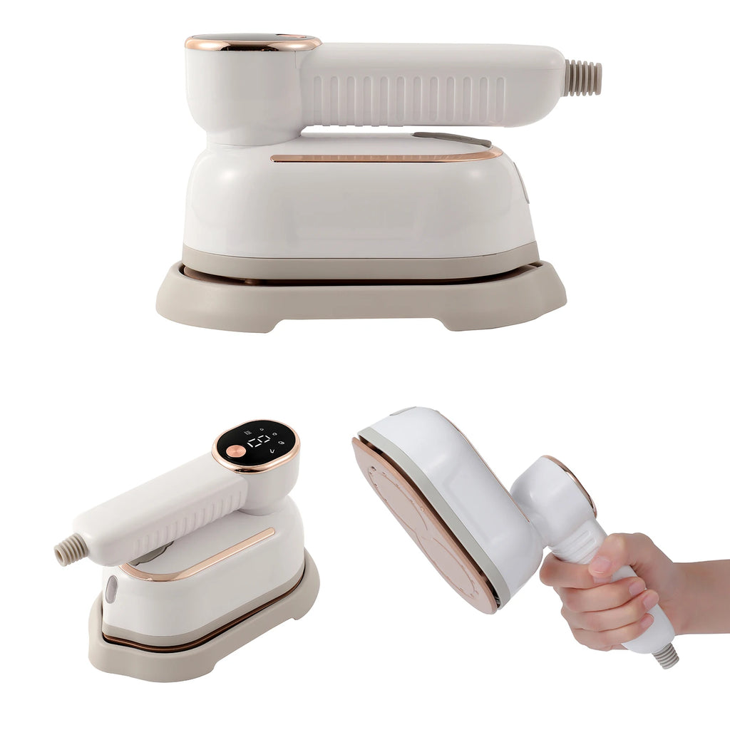 Portable mini steam iron with four temperature control and high-power rotating handheld ironing machine.