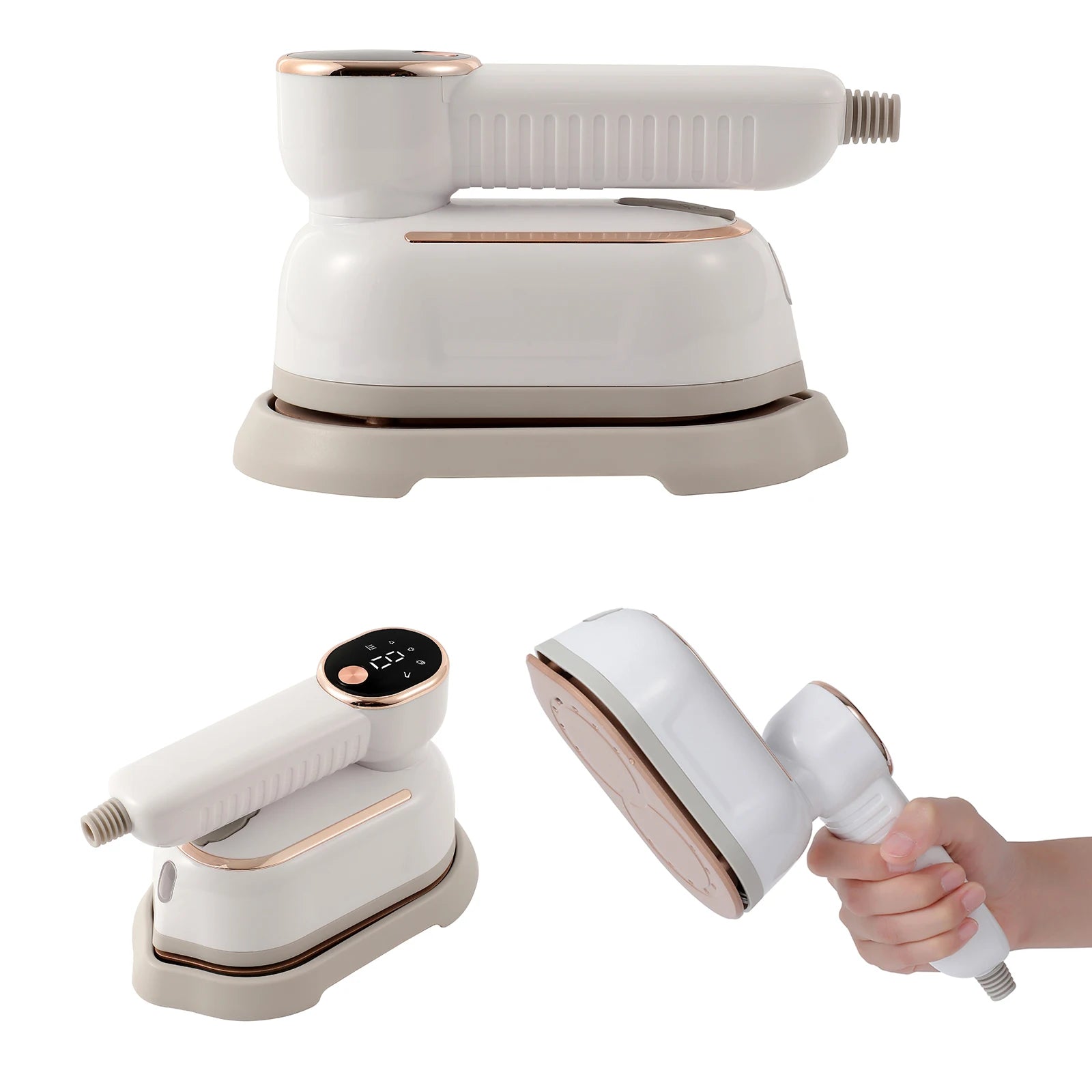 Portable mini steam iron with four temperature control and high-power rotating handheld ironing machine.