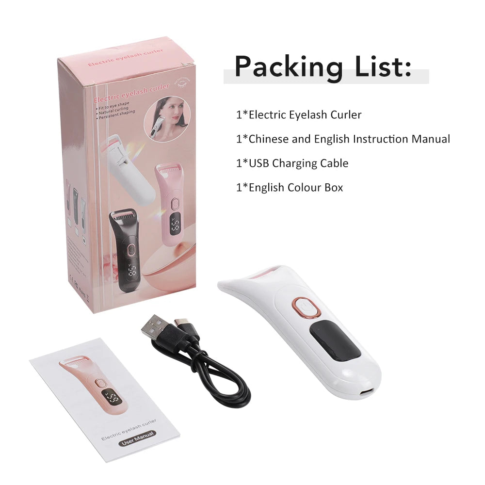 Electric Eyelash Curler Portable 3 Levels Eyelash Curling Device Quick Natural Eyelash Curler Long Lasting Lady Make up Tool