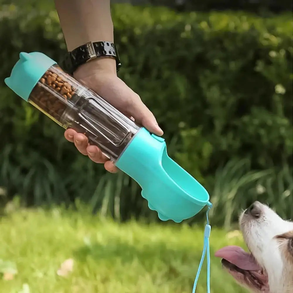 Portable Multifunction Dog Water Bottle Food Feeder Pet Travel Drinking Bowl Poop Dispenser Leak-proof Puppy Waterer Bottle