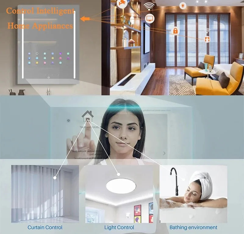 Customized Smart Magic Mirror Full Function Glass Smart Android Tv Mirror Smart Led Bathroom Mirror with Touch Screen Hotel