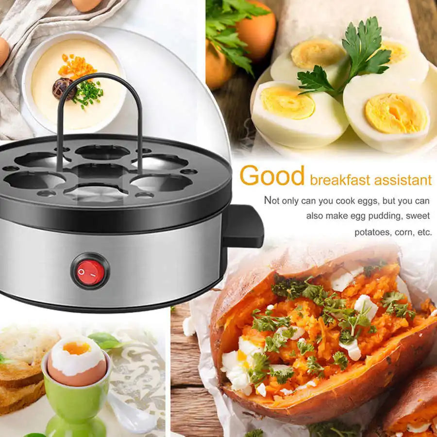 Electric Egg Steamer Cooker 7 Eggs Steamer Boiler Mini Stainless Steel Egg Cooking Machine Kitchen Home Appliance EU 220V