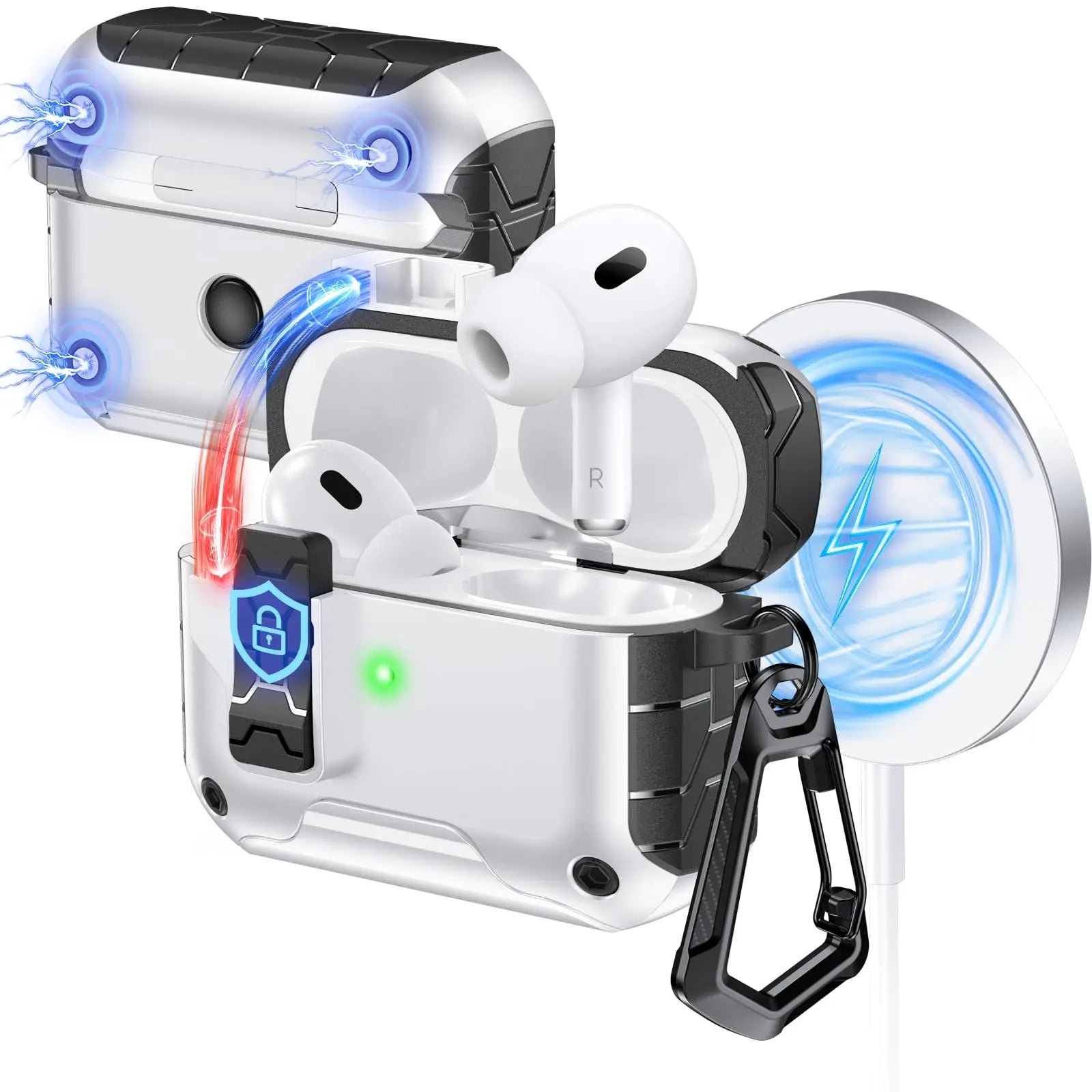 Magnetic Auto Lock Case for AirPods Pro 3 Phone Stand Case Cover with Cleaning Kit & Keychain Protective Case for AirPods Pro 3