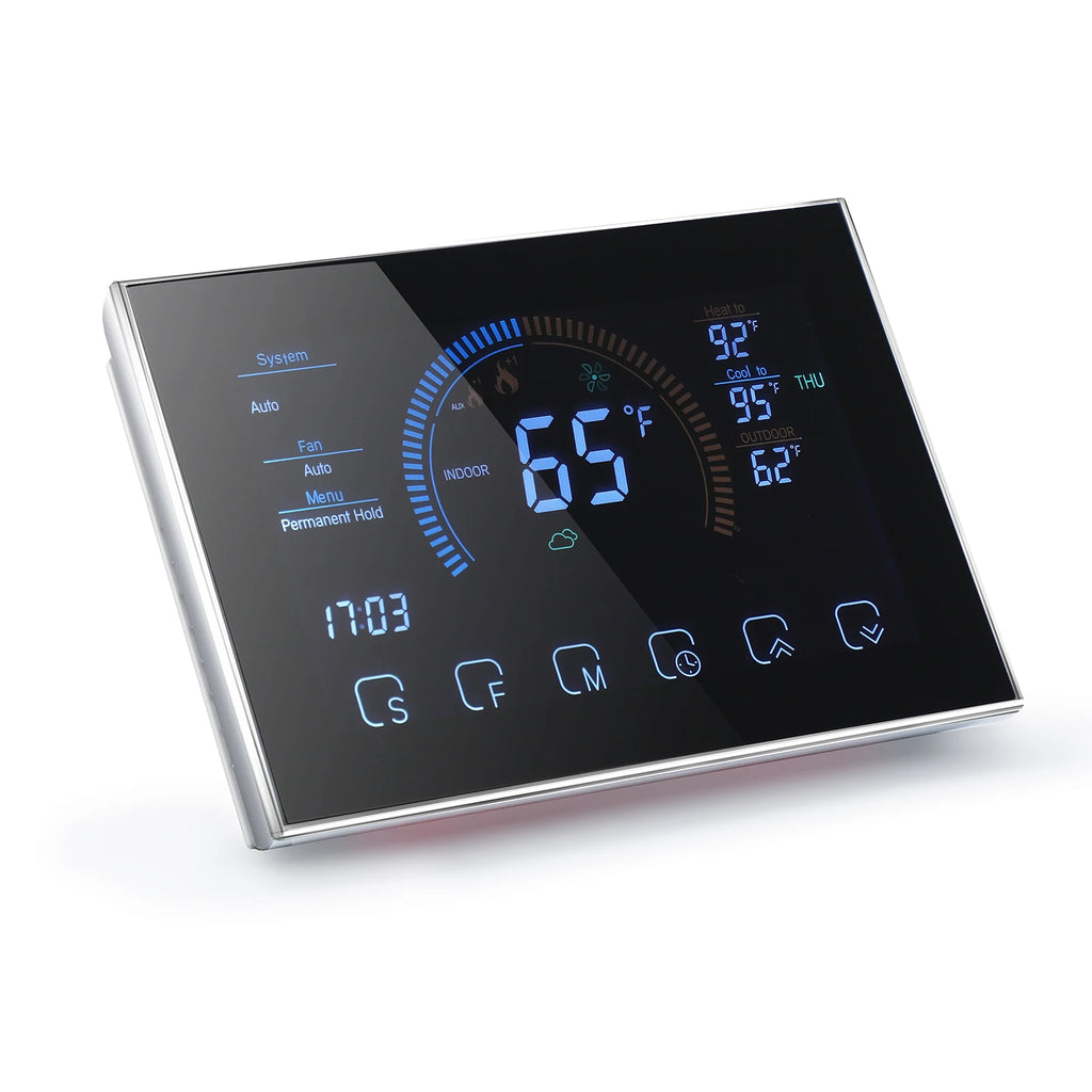Smart Heat Pump Room Thermostat Temperature Controller 4.8 Inch Color LCD Screen Programmable Touch Control/ Mobile APP/ Voice
