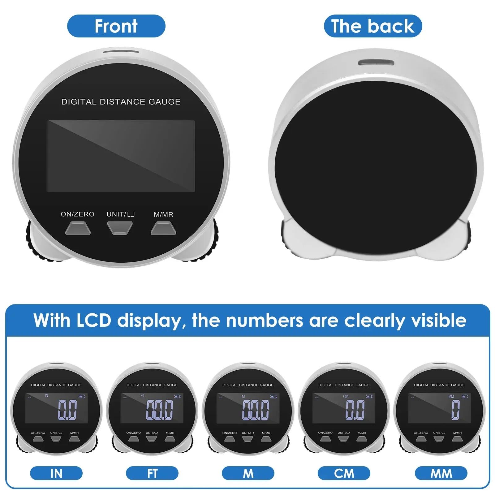 Digital Tape Measure LCD Display USB Rechargeable Electronic Rolling Ruler 199.99m Digital Tape Measure Roller Portable Tools