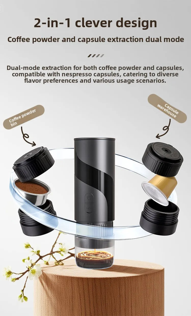 Cafeteira portátil mini recarregável para cápsulas
