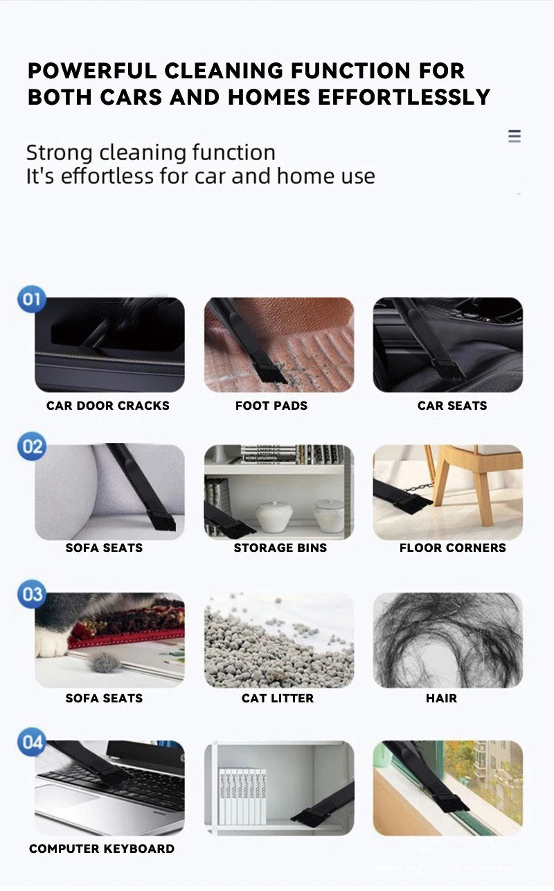 Mini Car Mounted Household Handheld Vacuum Cleaner Portable Strong Suction High Power Multi-Nozzles For Car, Home, Office, Pet