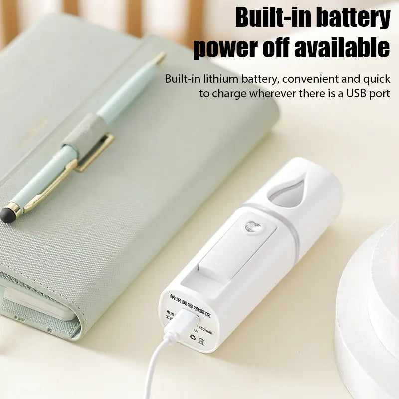 Mini Nano Mist Sprayer Cooler Facial Steamer Humidifier USB Rechargeable Face Moisturizing Nebulizer Beauty Skin Care