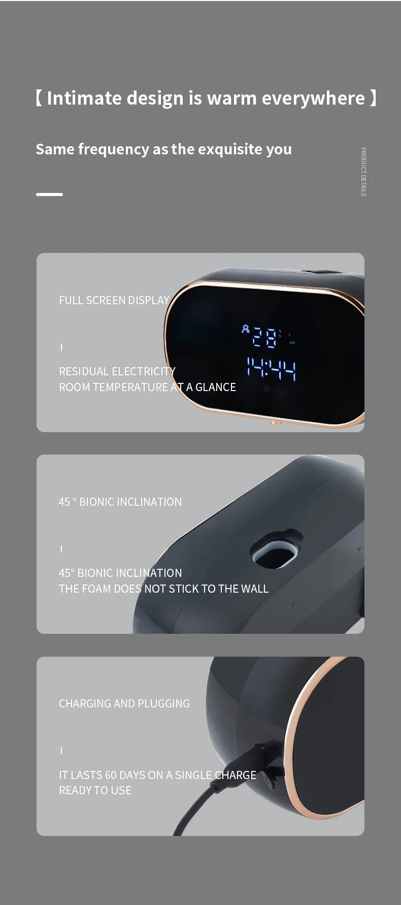 New Automatic Foam Soap Dispensers For Bathroom Smart Washing Hand Machine With USB Charging Two Colors with ABS Material