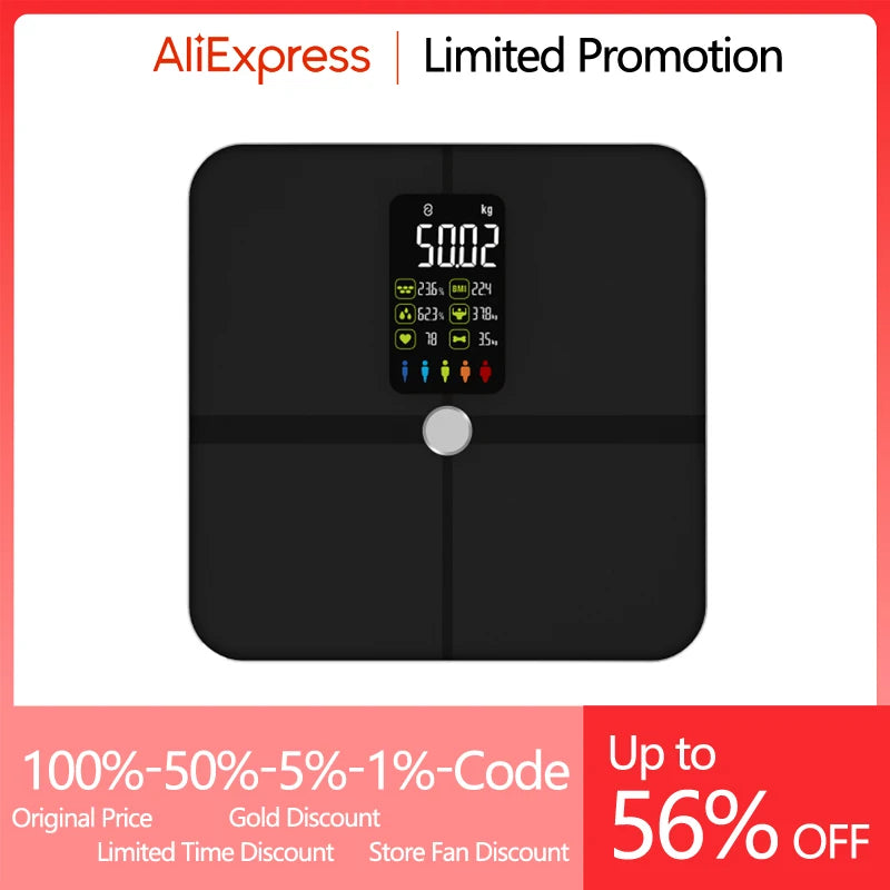 Smart 8 Electrode Scale Bioimpedance Electronic Digital Weight Balance Fat Body Water Muscle Mass BMI Composition Scale