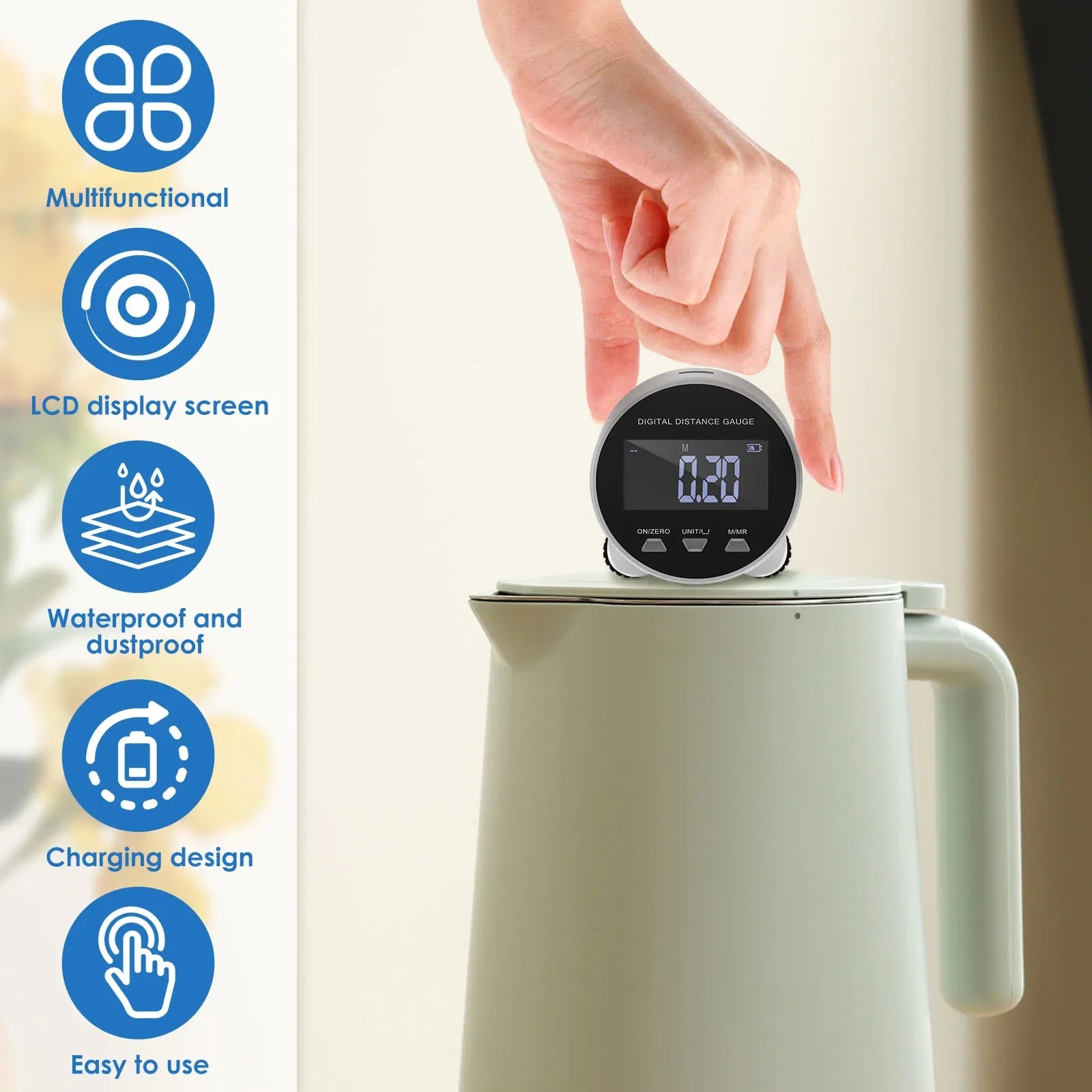 Digital Tape Measure LCD Display USB Rechargeable Electronic Rolling Ruler 199.99m Digital Tape Measure Roller Portable Tools